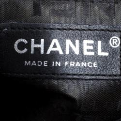 Pre Owned Chanel Black Chevron Silk Trim Leather Flap Bag