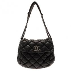 Pre Owned Chanel Black Quilted Bubble Large Flap Bag