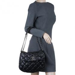 Pre Owned Chanel Black Quilted Bubble Large Flap Bag
