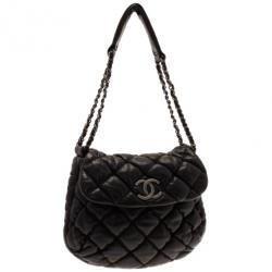 Pre Owned Chanel Black Quilted Bubble Large Flap Bag