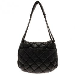 Pre Owned Chanel Black Quilted Bubble Large Flap Bag