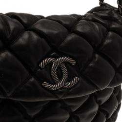 Pre Owned Chanel Black Quilted Bubble Large Flap Bag