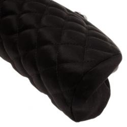 مملوكة مسبقًا حقيبة يد شانيل سوداء قماش مبطنة حواف جلد مادموزيل