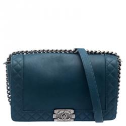 مملوكة مسبقًا Chanel Ocean Blue Leather New Medium Reverso Boy Flap Bag