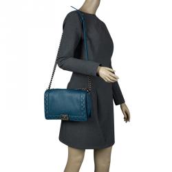 مملوكة مسبقًا Chanel Ocean Blue Leather New Medium Reverso Boy Flap Bag