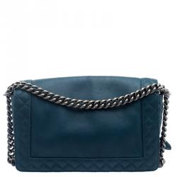 مملوكة مسبقًا Chanel Ocean Blue Leather New Medium Reverso Boy Flap Bag