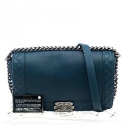 مملوكة مسبقًا Chanel Ocean Blue Leather New Medium Reverso Boy Flap Bag
