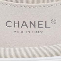 Pre Owned Chanel Black/White Canebiers Leather Medium Just Mademoiselle Bowling Bag