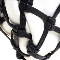 Pre Owned Chanel Black/White Canebiers Leather Medium Just Mademoiselle Bowling Bag