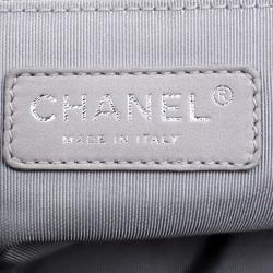 Pre Owned Chanel Green Crinkled Leather Ultra Stitch Classic Flap Bag
