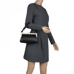 Pre Owned Chanel Black Chocolate Bar Leather Frame Bag