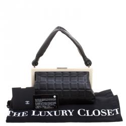 Pre Owned Chanel Black Chocolate Bar Leather Frame Bag