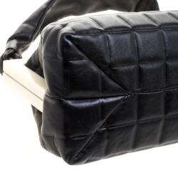 Pre Owned Chanel Black Chocolate Bar Leather Frame Bag