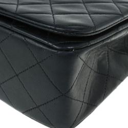 Pre Owned Chanel Black Lambskin Single Flap Shoulder Bag