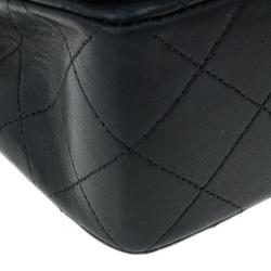 Pre Owned Chanel Black Lambskin Single Flap Shoulder Bag
