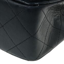 Pre Owned Chanel Black Lambskin Single Flap Shoulder Bag