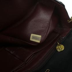 Pre Owned Chanel Black Lambskin Single Flap Shoulder Bag
