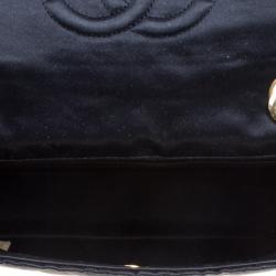 Pre Owned Chanel Black Quilted Satin Mini Classic Single Flap Bag
