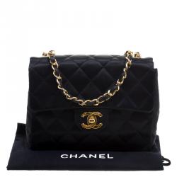 Pre Owned Chanel Black Quilted Satin Mini Classic Single Flap Bag