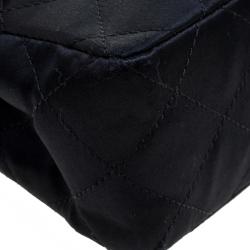 Pre Owned Chanel Black Quilted Satin Mini Classic Single Flap Bag