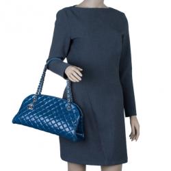 Pre Owned Chanel Turquoise Calfskin Medium Just Mademoiselle Shoulder Bag