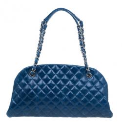 Pre Owned Chanel Turquoise Calfskin Medium Just Mademoiselle Shoulder Bag