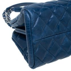 Pre Owned Chanel Turquoise Calfskin Medium Just Mademoiselle Shoulder Bag