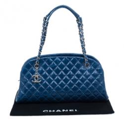 Pre Owned Chanel Turquoise Calfskin Medium Just Mademoiselle Shoulder Bag