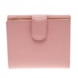 Pre Owned Chanel Pink Caviar Leather CC Logo Trifold Wallet