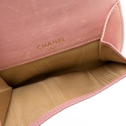 Pre Owned Chanel Pink Caviar Leather CC Logo Trifold Wallet