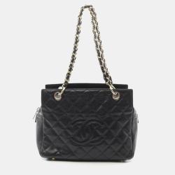 Chanel Matelasse Chain Tote Bag Leather Grained Calfskin Black