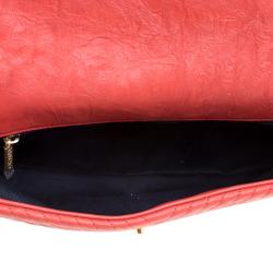 Chanel Red Chevron Leather Medium Flap Bag