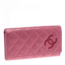 Chanel Pink Quilted Leather CC Continental Wallet