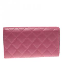 Chanel Pink Quilted Leather CC Continental Wallet