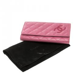 Chanel Pink Quilted Leather CC Continental Wallet