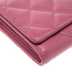 Chanel Pink Quilted Leather CC Continental Wallet