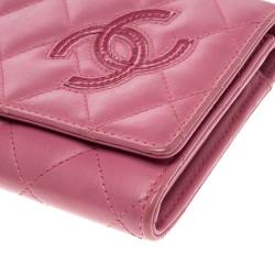 Chanel Pink Quilted Leather CC Continental Wallet