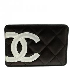 مملوكة مسبقًا حافظة بطاقات شانيل جلد ليغني كيمبون مبطنة سوداء