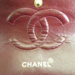 Pre Owned Chanel Black Lambskin Medium Double Flap Shoulder Bag