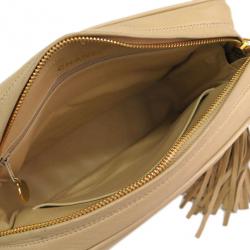 مملوكة مسبقًا Chanel Beige Lambskin Fringe Small Shoulder Bag