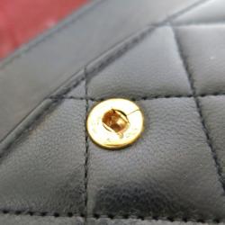 Pre Owned Chanel Black Lambskin Medium Double Flap Shoulder Bag