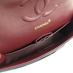 Pre Owned Chanel Black Lambskin Medium Double Flap Shoulder Bag