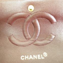 Pre Owned Chanel Black Lambskin Medium Double Flap Shoulder Bag