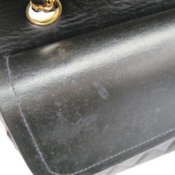 Pre Owned Chanel Black Lambskin Medium Double Flap Shoulder Bag
