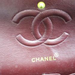 Pre Owned Chanel Black Lambskin Medium Double Flap Shoulder Bag
