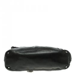 Pre Owned Chanel Black Quilted Stitched Expandable Zipper Flap Bag