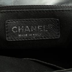 Pre Owned Chanel Black Quilted Stitched Expandable Zipper Flap Bag