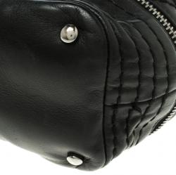 Pre Owned Chanel Black Quilted Stitched Expandable Zipper Flap Bag