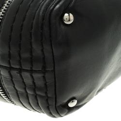 Pre Owned Chanel Black Quilted Stitched Expandable Zipper Flap Bag