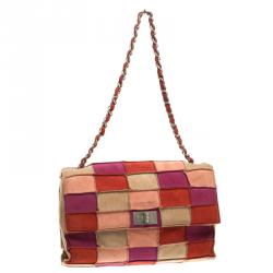 Pre Owned Chanel Multicolor Patchwork Suede Small Reissue Flap Shoulder Bag